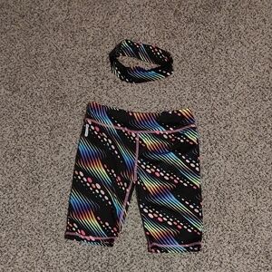 DELIAS SPORT Colorful Patterned Shorts and Headband Set